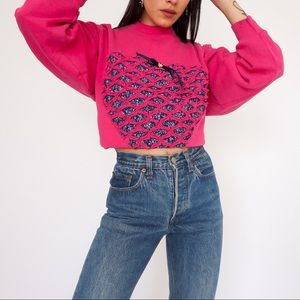 Vintage 90s Heart Embroidered Pullover Sweatshirt
